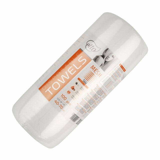 Рушники одноразові Etto 40х70 см спанлейс 50 г/м2 сітка (100шт. в рулоні)