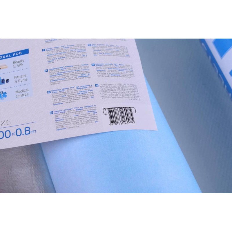 Простыни одноразовые Etto СМС 0.8 х 100 м перфорированные (шаг отрыва 2 м) голубые