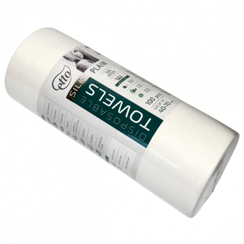 Рушники одноразові, Etto Silk, 40см х 70см (100шт. в рулоні), Гладкий-Plain, 100% віскоза