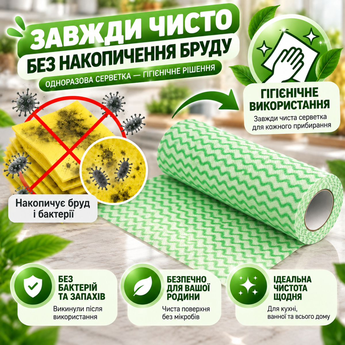 Серветки для прибирання Aquasoft - вибір економної господарочки 4×30 шт. (120 шт.) целюлозні