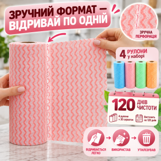 Серветки для прибирання Aquasoft - вибір економної господарочки 4×30 шт. (120 шт.) целюлозні
