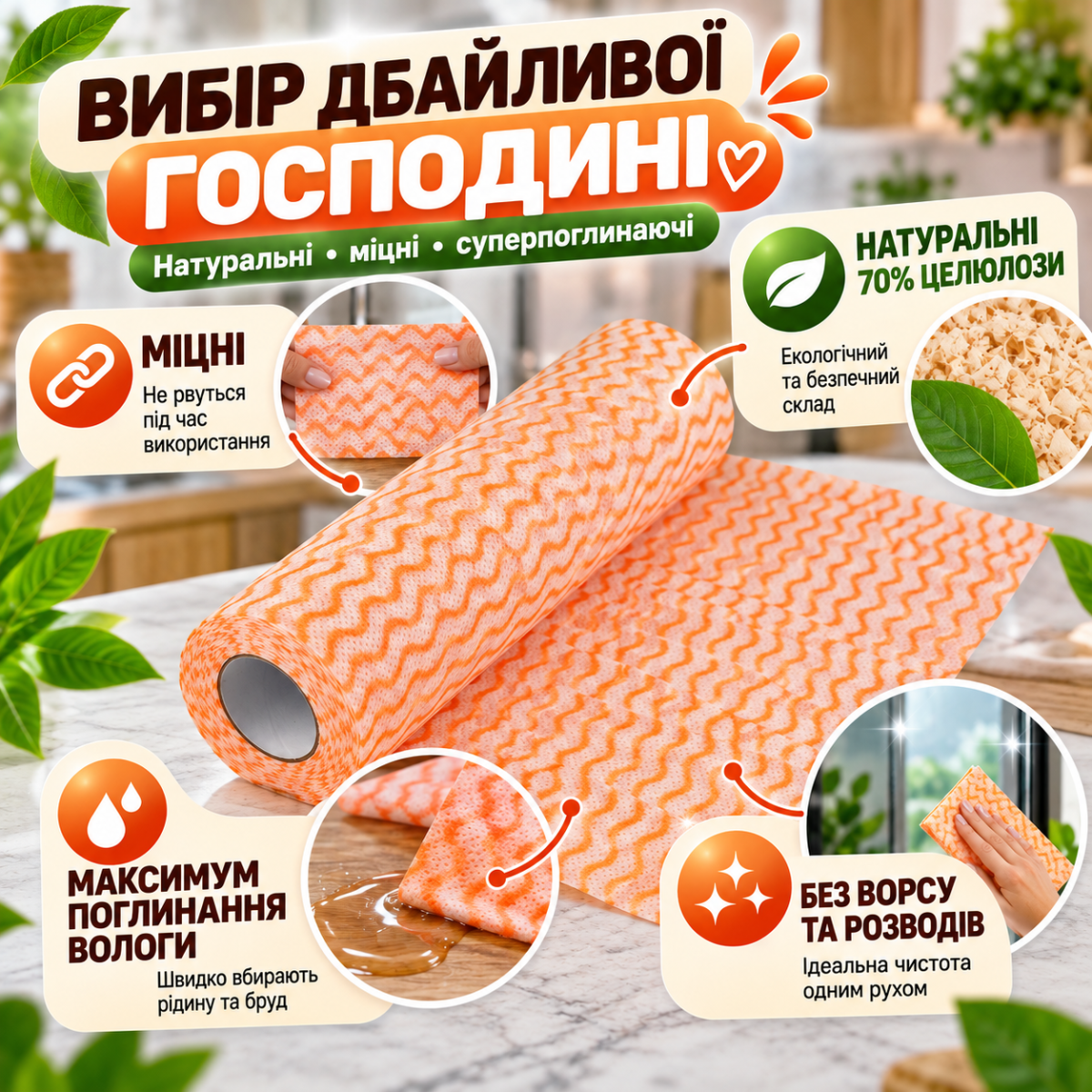 Серветки для прибирання Aquasoft - вибір економної господарочки 4×30 шт. (120 шт.) целюлозні