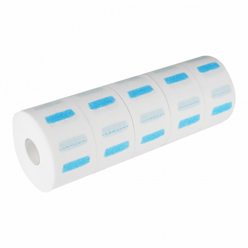 Комірці перукарські паперові Etto, 5 ролів х 100шт., блакитний клей, пласт. втулка