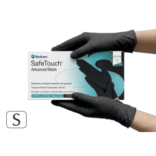 Рукавички нітрилові SafeTouch Advanced Black S без пудри текстуровані 100 шт. чорні 3,5 г (1187P-B)