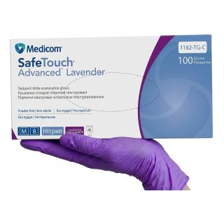 Рукавички нітрилові SafeTouch Advanced Lavander М без пудри текстуровані 100 шт. лавандові (1182-TG-С)
