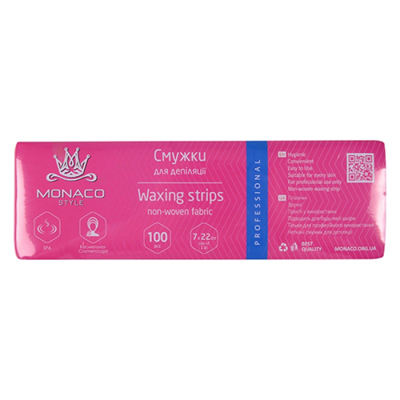 Смужки для депіляції в упаковці, білі, Monaco Style, 100г/м2 , 100шт