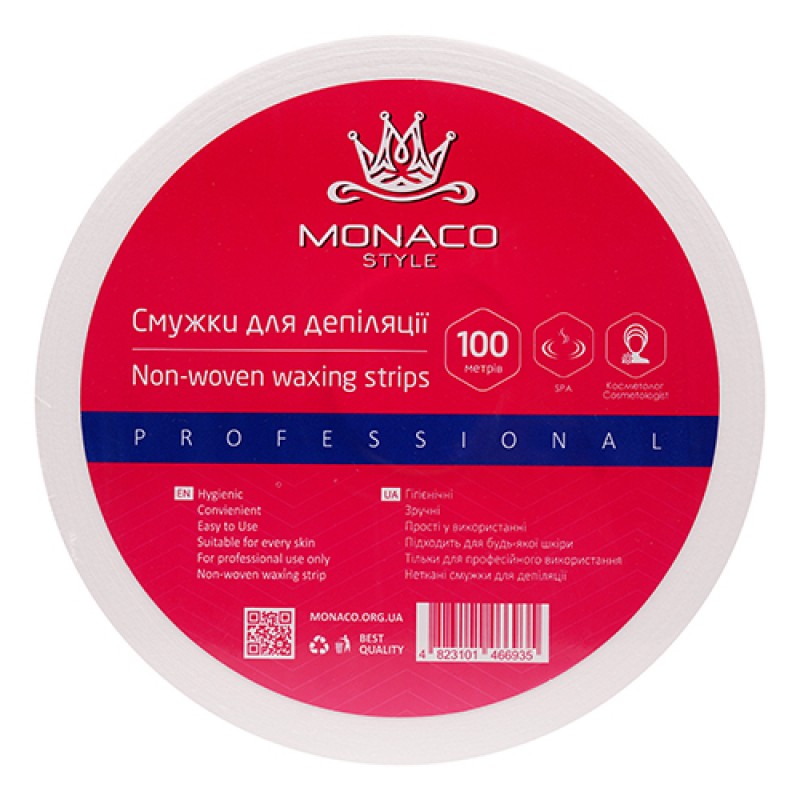 Смужки для депіляції в рулоні, білі, Monaco Style, 100г/м2 , 0.07х100 м