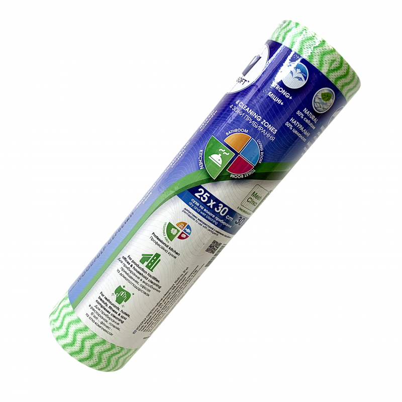 Серветки Aquasoft, woodpulp, сітка 25см х 30см (30шт в рулоні з перфорацією)