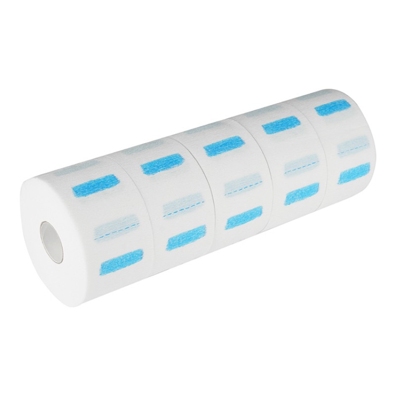 Комірці перукарські, Monaco Style, паперові Білі, блакитний клей, карт. втулка (100 шт) х 5 рулонів