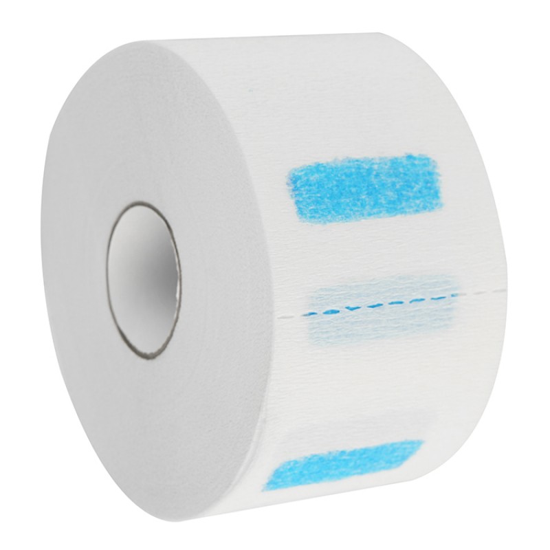 Комірці перукарські, Monaco Style, паперові Білі, блакитний клей, карт. втулка (100 шт) х 5 рулонів