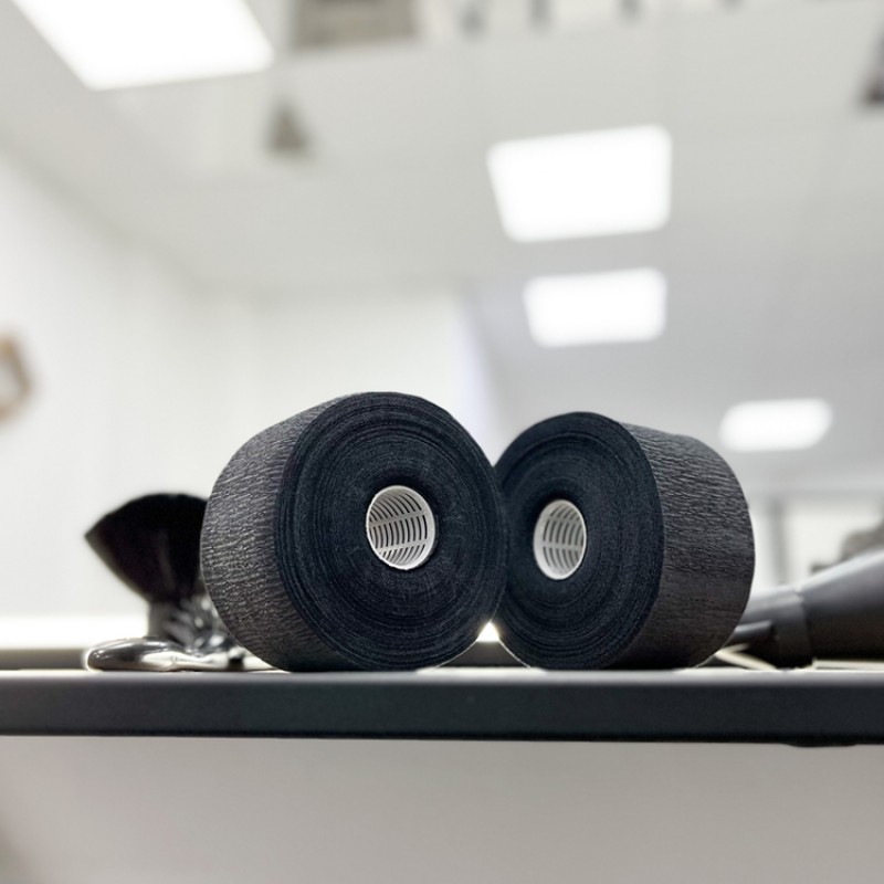 Комірці перукарські паперові, Etto, BLACK, пласт. втулка,  5 ролів х 100шт.