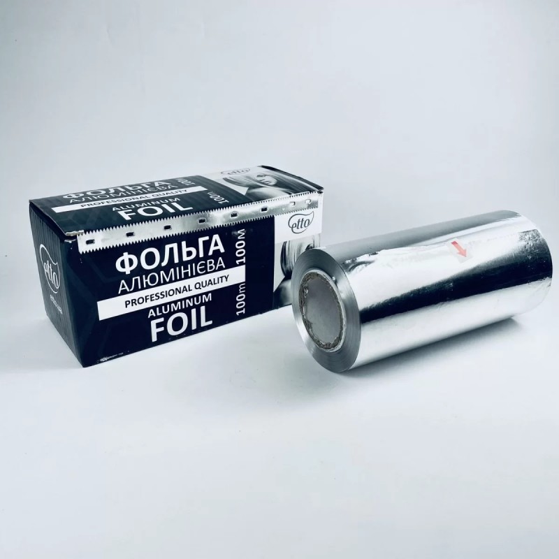 Фольга в коробці з відрізною лінійкою, 14мк, в рулоні, 100м, Etto