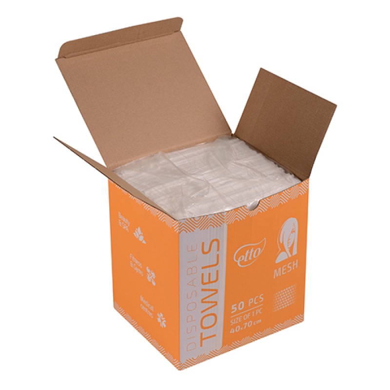 Рушники одноразові, Etto, 40см х 70см (50шт. складені), сітка 50г/м2