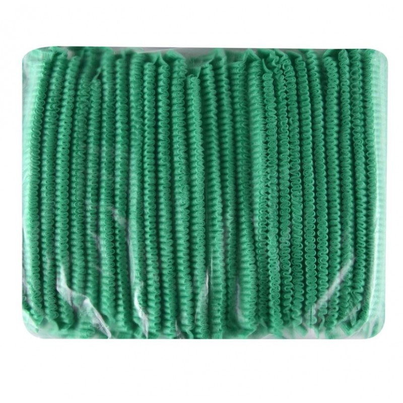 Шапочки одноразові «кульбабка», спанбонд, зелений 100шт.